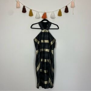 NWT Hutch Metallic Stripe Bodycon Halter Dress Size 4